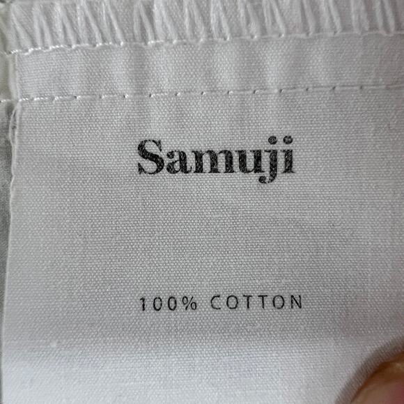 Samuji Sina White Button-Down Blouse Shirt Top Cotton 3/4 Sleeve Round Neck 34 - Picture 9 of 10